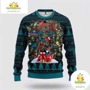 San Jose Sharks Ugly Christmas Sweater Fleece NHL Tree