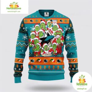 San Jose Sharks Ugly Christmas Sweater Grinch Holiday Sweater 12 Designs