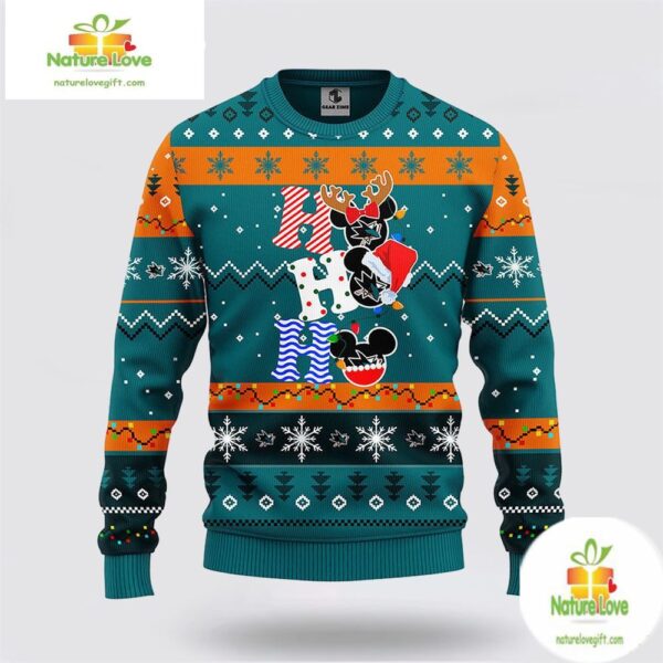 San Jose Sharks Ugly Christmas Sweater Mickey Hohoho Holiday