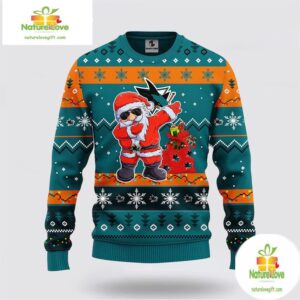 San Jose Sharks Ugly Christmas Sweater Santa NHL Holiday
