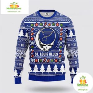 St Louis Blues Grateful Dead Ugly Christmas Sweater Fleece