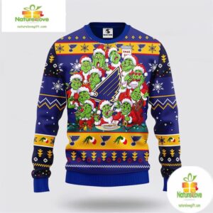 St Louis Blues Grinch Ugly Christmas Sweater 12 Expressions