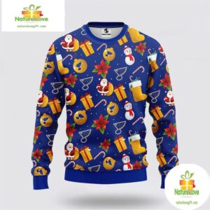 St Louis Blues Ugly Christmas Sweater Santa Snowman NHL Fan Gift