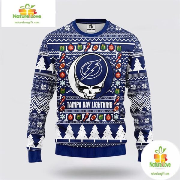 Tampa Bay Lightning Grateful Dead Ugly Christmas Sweater Fleece