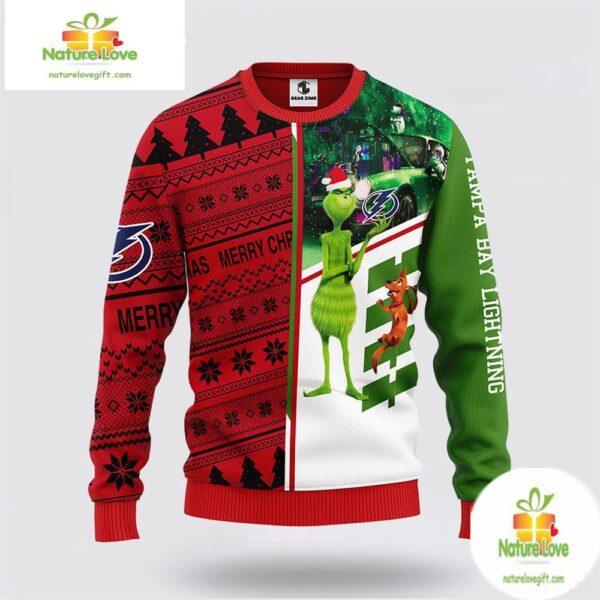 Tampa Bay Lightning Ugly Christmas Sweater Grinch Scooby-Doo Design