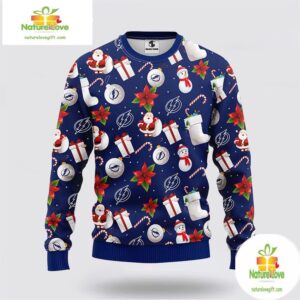 Tampa Bay Lightning Ugly Christmas Sweater Santa Snowman NHL