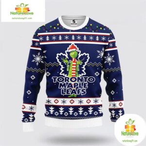 Toronto Maple Leafs Ugly Christmas Sweater Grinch Design