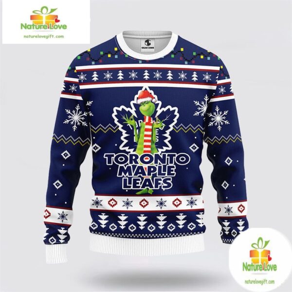 Toronto Maple Leafs Ugly Christmas Sweater Grinch Design