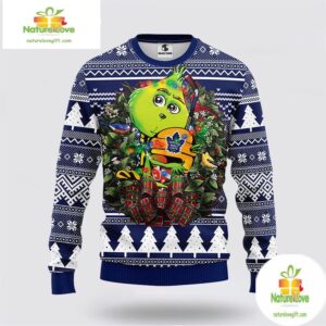 Toronto Maple Leafs Ugly Christmas Sweater Grinch Hug Design