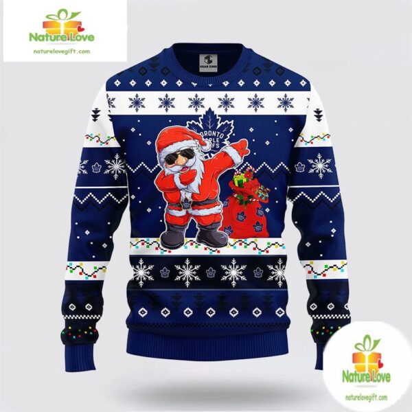 Toronto Maple Leafs Ugly Christmas Sweater Santa NHL Fan Gift