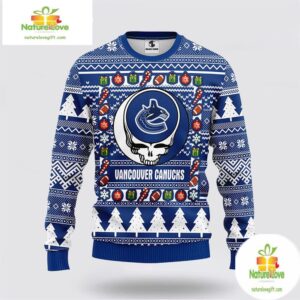 Vancouver Canucks Grateful Dead Ugly Christmas Sweater Fleece