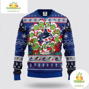 Vancouver Canucks Ugly Christmas Sweater Grinch 12 Expressions