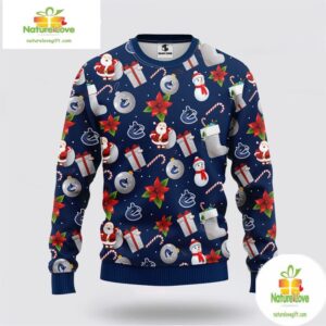 Vancouver Canucks Ugly Christmas Sweater Santa Snowman NHL