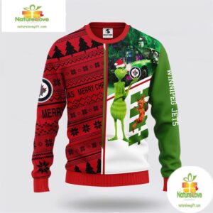 Winnipeg Jets Ugly Christmas Sweater Grinch Scooby-Doo NHL