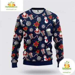 Winnipeg Jets Ugly Christmas Sweater Santa Snowman NHL Holiday