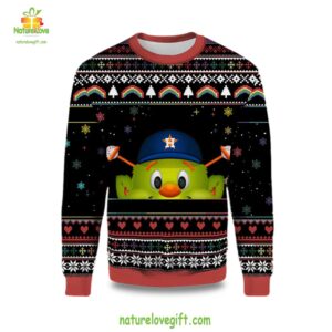 Astros Ugly Christmas Sweater Orbit Mascot Minimalist Design