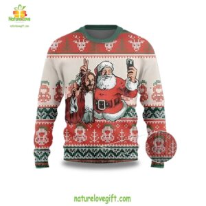 Christmas Sweater Santa Jesus Selfie Ugly Holiday Sweatshirt