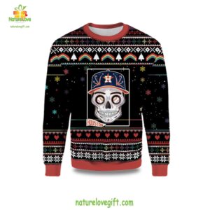 Houston Astros Sugar Skull Christmas Sweater Ugly Holiday
