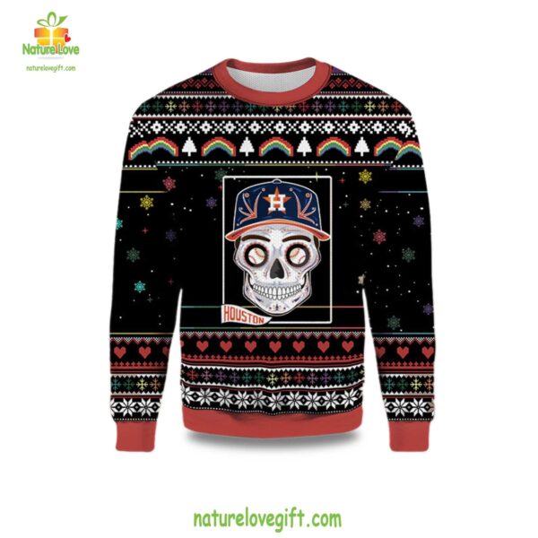 Houston Astros Sugar Skull Christmas Sweater Ugly Holiday