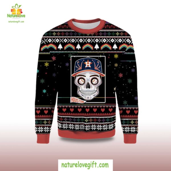 Houston Astros Sugar Skull Christmas Sweater Ugly Holiday
