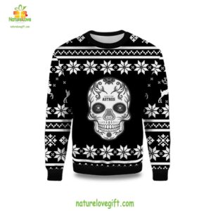 Houston Astros Ugly Christmas Sweater Skull Logo Design