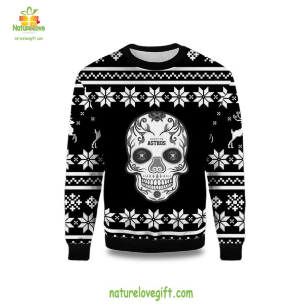 Houston Astros Ugly Christmas Sweater Skull Logo Design