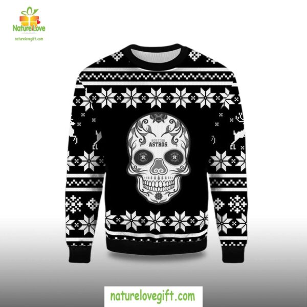 Houston Astros Ugly Christmas Sweater Skull Logo Design