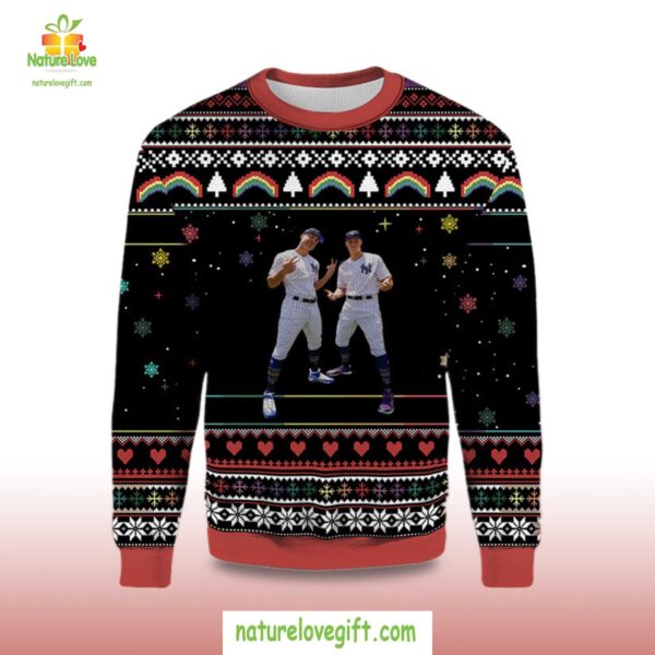 New York Yankees Ugly Christmas Sweater Two Star Design