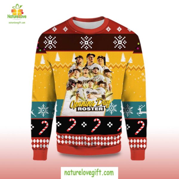 San Diego Padres Ugly Christmas Sweater Opening Day Roster Fan Gift