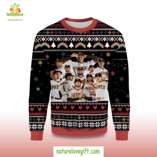 San Diego Padres Ugly Christmas Sweater Team Roster