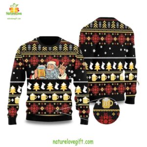 Santa Beer Ugly Christmas Sweater Holiday Party Shirt
