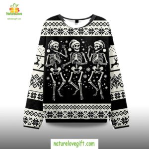 2025 Skeleton Dance Ugly Christmas Sweater
