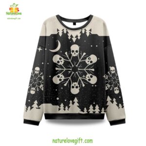 Snowflake Skull Ugly Christmas Sweater Holiday Sweatshirt