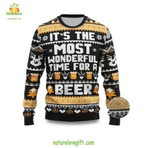 Ugly Christmas Sweater Beer Lover Holiday Gift Merry Xmas Tee