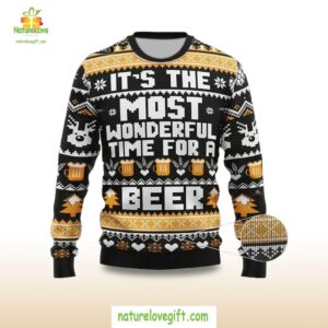 2025 It's The Most Wonderful Time For A Beer Ugly Christmas Sweater