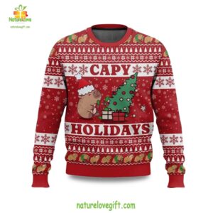 Ugly Christmas Sweater Capy Holidays Festive Holiday Pullover