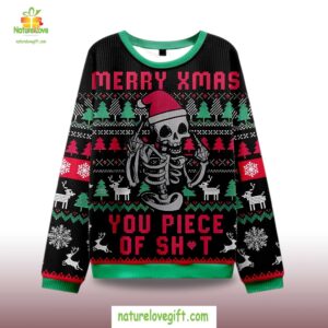 2025 Merry Xmas You Piece Of Sht Ugly Christmas Sweater