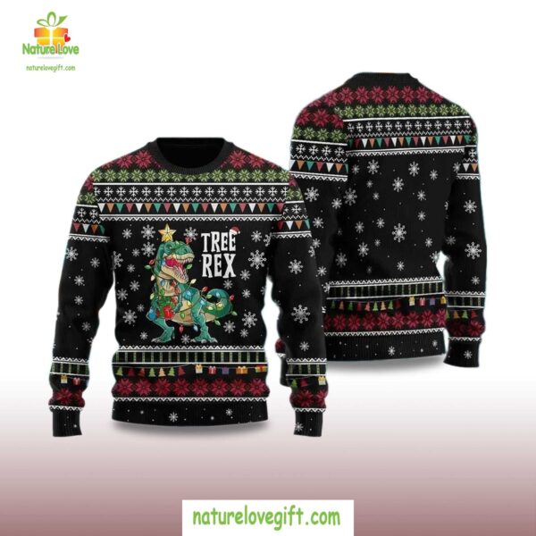 Ugly Christmas Sweater Tree Rex Holiday Festive Top