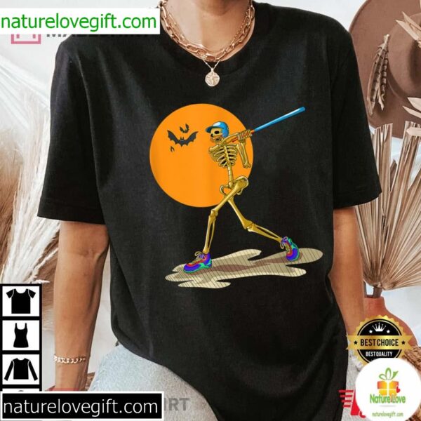 Baseball Skeleton T-Shirt for Men and Boys Halloween Shirt