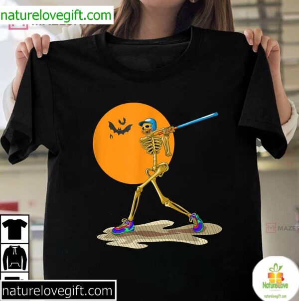 Baseball Skeleton T-Shirt for Men and Boys Halloween Shirt
