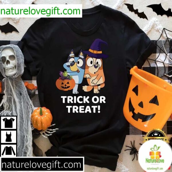 Bluey Halloween T-Shirt Funny Trick Or Treat Kids Tee