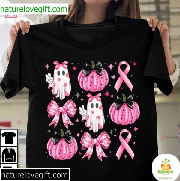Breast Cancer Awareness Pink Ghost Halloween T-Shirt