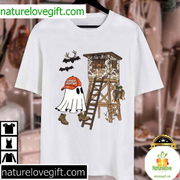 Camo Ghost Boys Halloween T-Shirt Candy Hunter Fall Tee