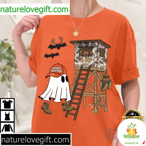 Camo Ghost Boys Halloween T-Shirt Candy Hunter Fall Tee