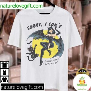 Cat Lady Sorry I Cant I Have Plans With My Cat Halloween T Shirt 3