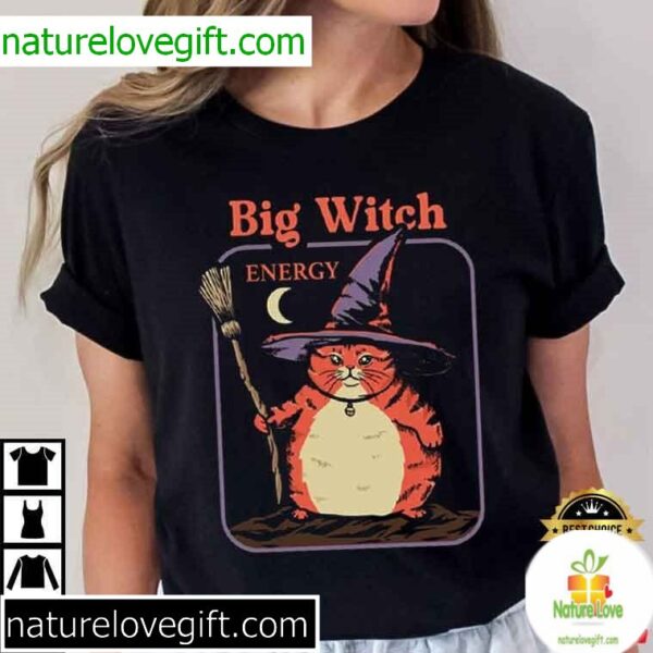 Cat Lover T-Shirt Big Witch Energy Gift for Women