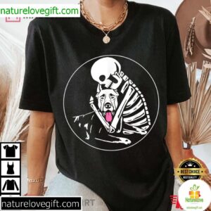 Doberman Dog Mom Skeleton Halloween T-Shirt Lazy Pet Owner
