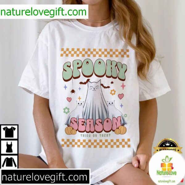 Ghost Cats Halloween T-Shirt Spooky Season Tee