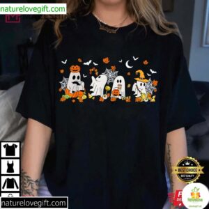 Ghost Drinking Coffee Halloween Fall Bookish T Shirt (2)