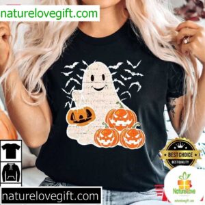 Ghost Halloween Costume Pumpkin T-Shirt Gift for Adults